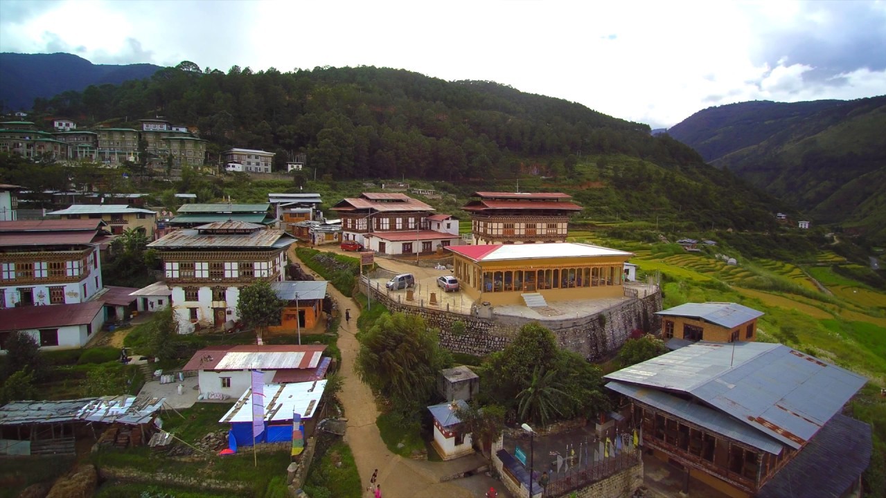 Drone View of Punakha Valley Bhutan