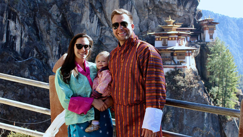 Family visiting Tigers Nest Monastery Amen Bhutan Tours and Treks 1