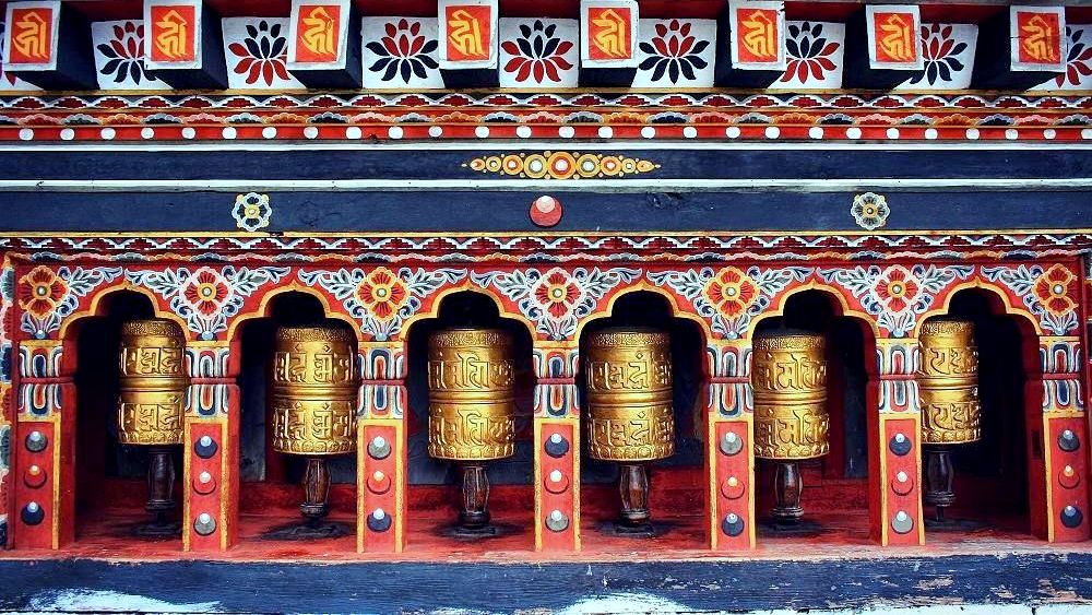 Giantc prayer wheel at Chimi lhakhang