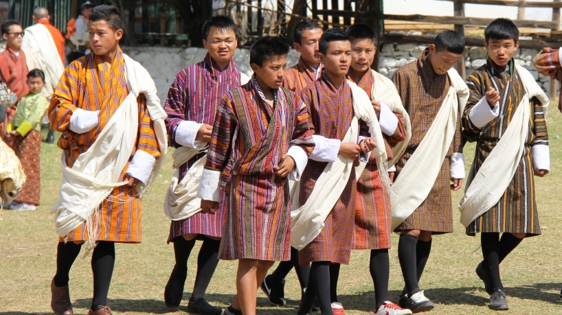 Young Bhutanese Boys In National Attire Amen Bhutan 1